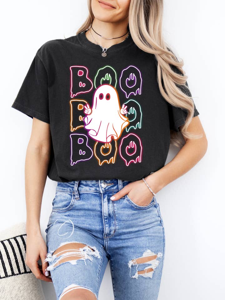T-shirt graphique fantôme néon Boo pour la vente par CMD Wholesale