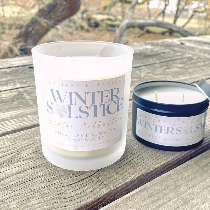 Luxus-Kerze zur Wintersonnenwende (Wildkiefer und Himbeere) für den Großhandel von Eclipse Botanica