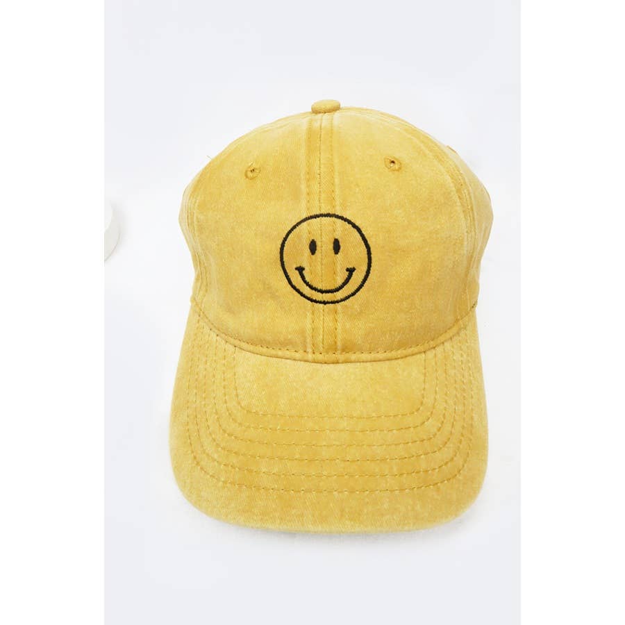 Love and Repeat - Wholesale Baseball Cap - Women's - Smile Face Embroidered Washed Baseball Cap0