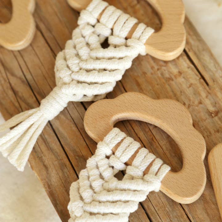 The Frenchie Knot - Wholesale Teether (Not Clip-On) - Baby - Macramé Teething Ring – Cloud Shape1