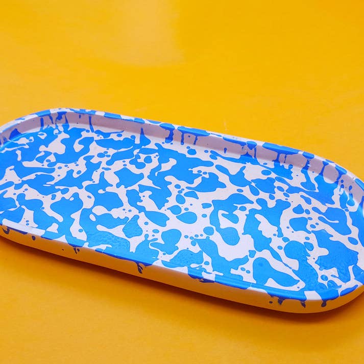 Oval tray — Memphis blue & pink for wholesale by Studio Valentine KVL