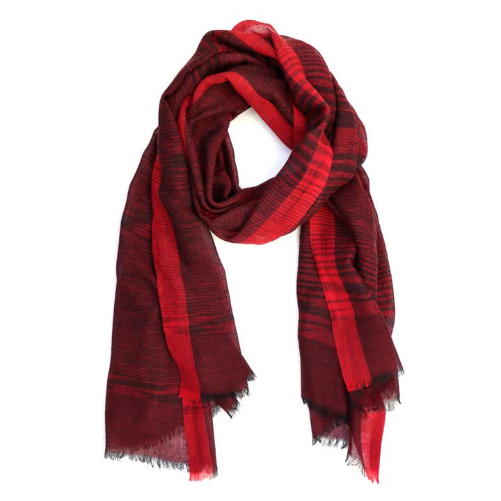SALTO - Vente Écharpe – femme - Écharpe/Écharpe en laine Merino Schur - Hitty - Rouge jacquard2