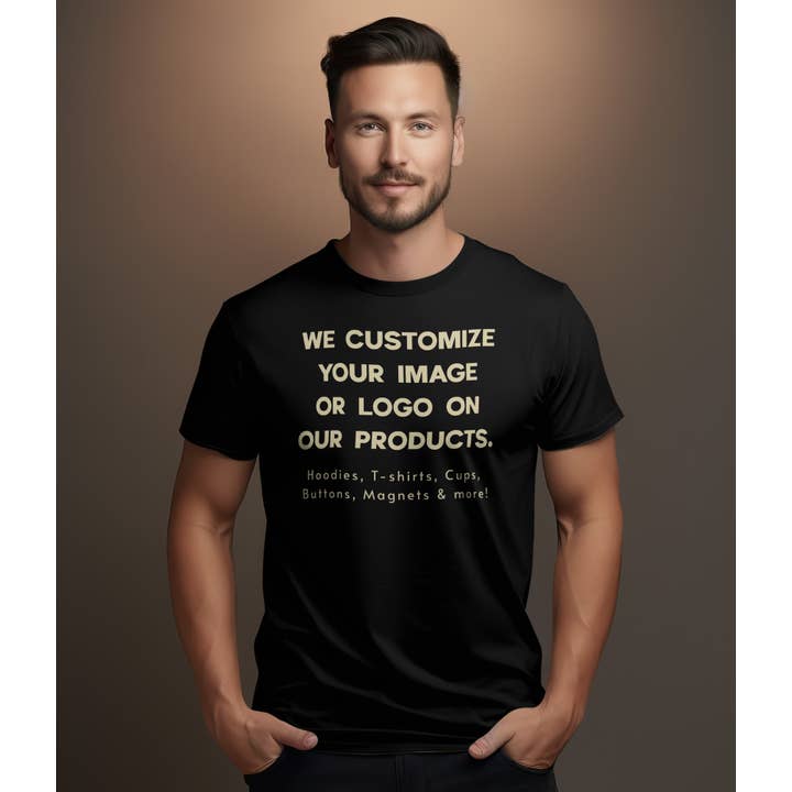 Customize: Put Your Logo/Image/Store/Town on Our Products! for wholesale by Bronze Baboon