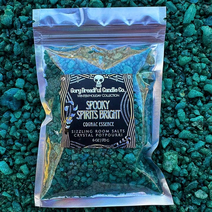 Esprits Effrayants Éclatants Salle Pétillante Pot-pourri de Cristaux de Sel : Essence de Parfum de Cognac pour la vente par Gory Dreadful Candle Co