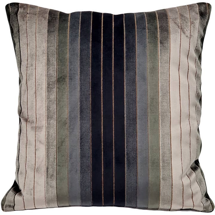 Carbon Stripes Textured Velvet Throw Pillow, 20"x20" for wholesale by Pillow Decor