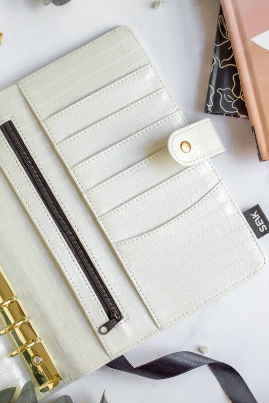 SEIK - Wholesale Journal/Diary - Ring binder bullet journal dotted pages from premium faux leather A5 (white)2