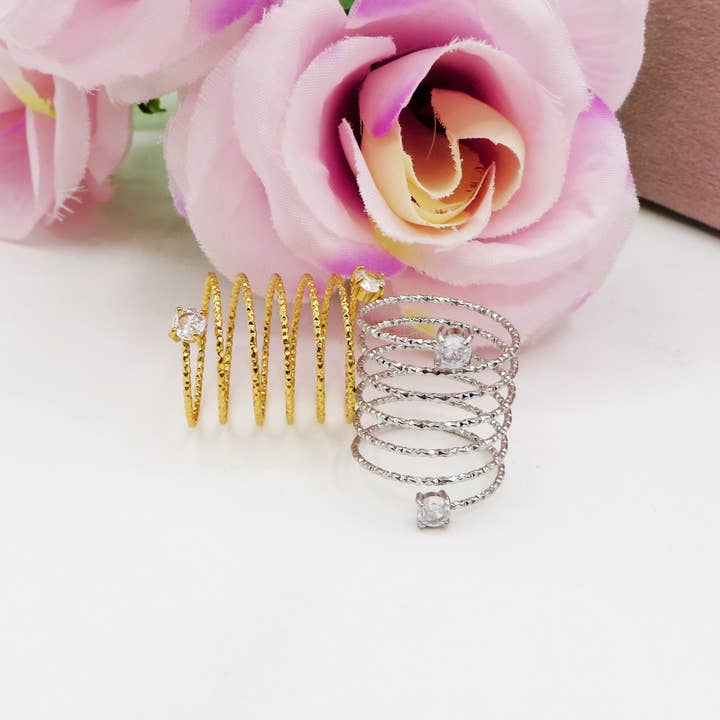 Daemon srls - Wholesale Cocktail/Statement Ring - ANITA ~ Anello a spirale regolabile in ACCIAIO INOSSIDABILE con cubic zirconia16