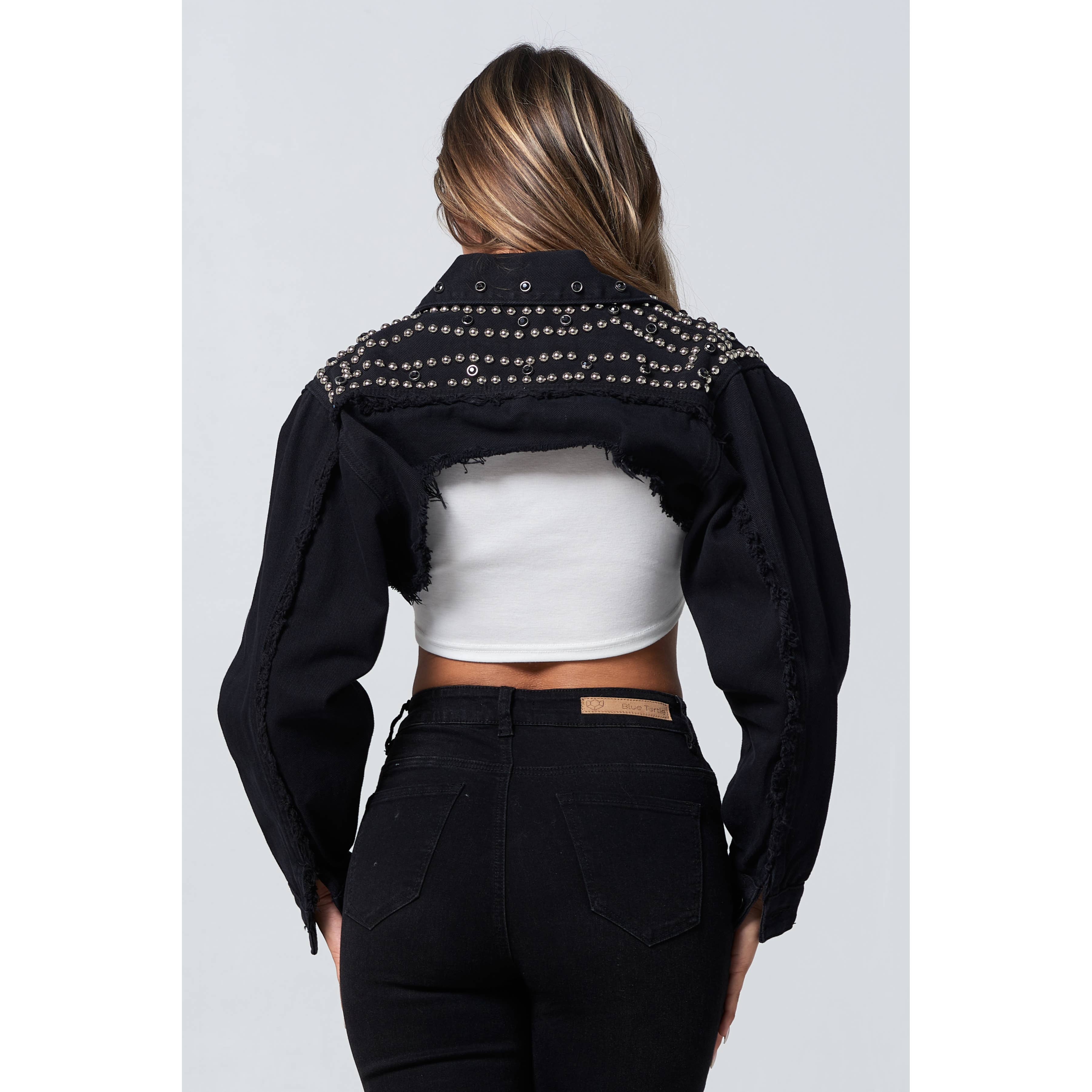 Blue Turtle - Wholesale Spijkerjack/spijkerjas - Dames - Cropjack met rock-'n-roll-studs, medium4