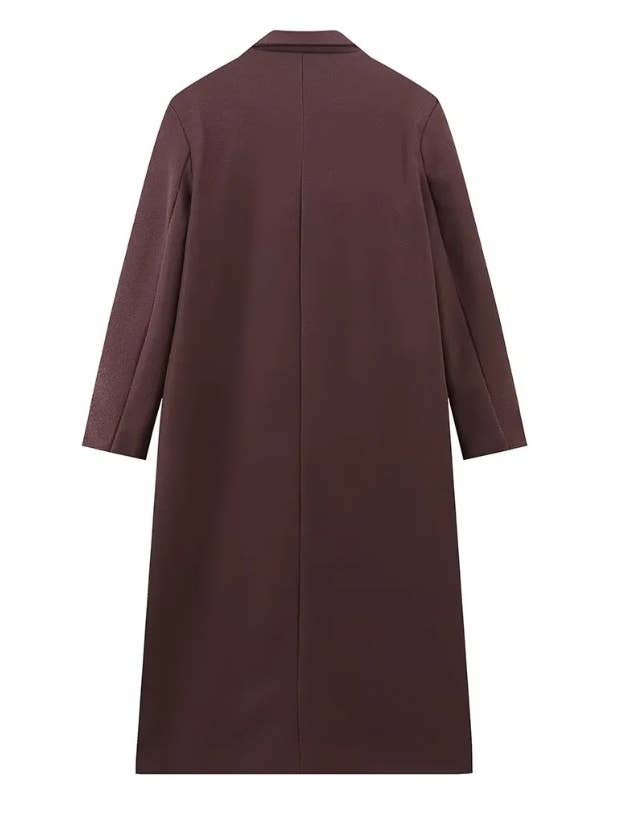 Coffee Commuter padded shoulder lapel tweed trench coat overcoat for wholesale on Faire3