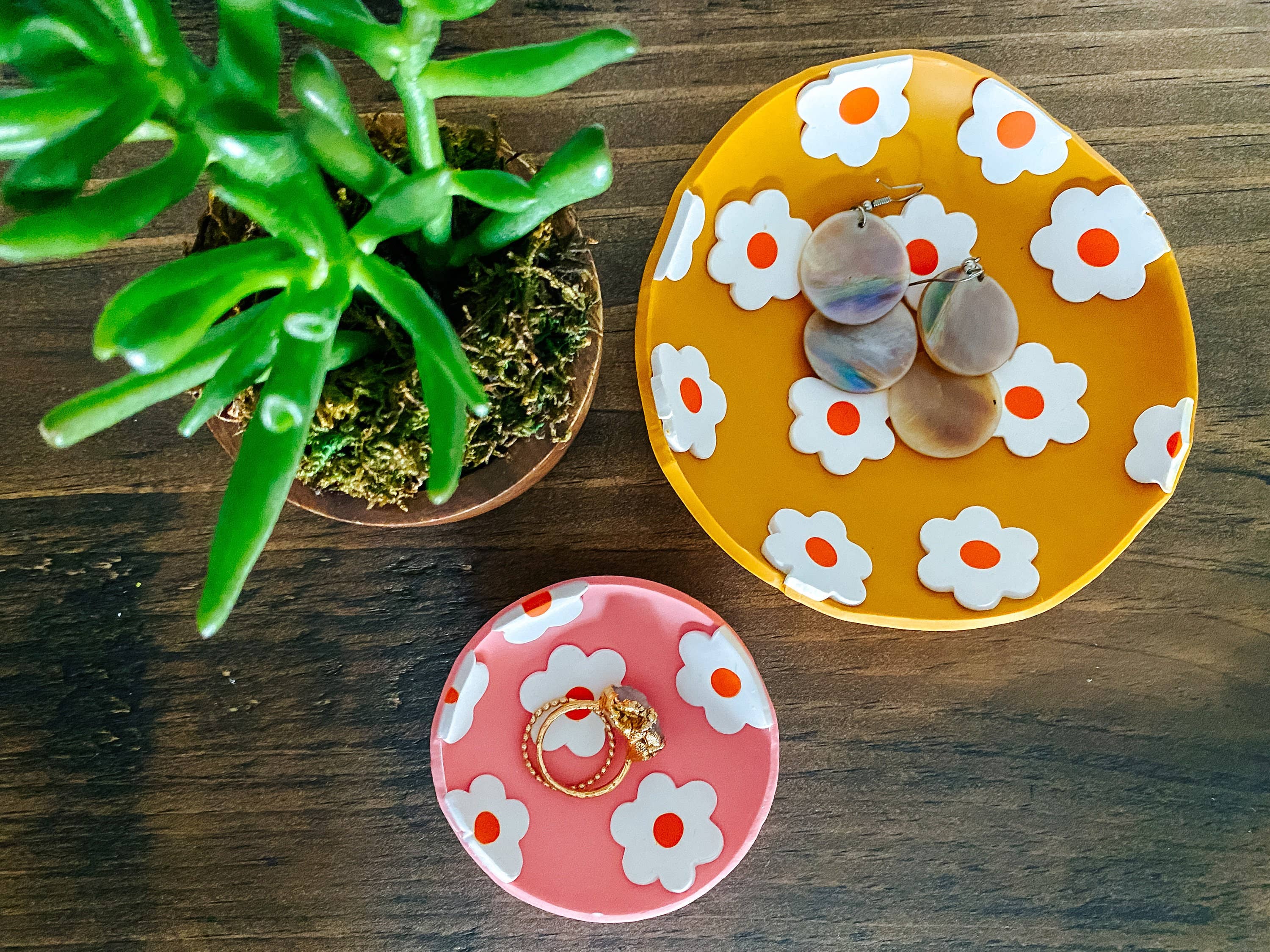 Lauren Likes Art - Wholesale Jewelry Dish - Daisy Flower Polymer Clay Boho Trinket Dish7