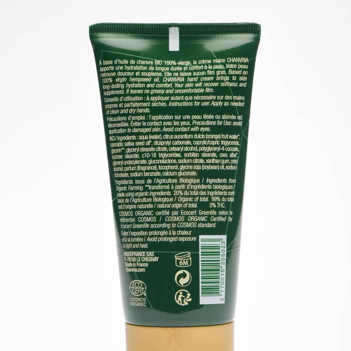 CHANVRIA - Wholesale Hand Cream/Lotion - CHANVRIA ORGANIC MOISTURIZING HAND CREAM 50 ml - Hemp