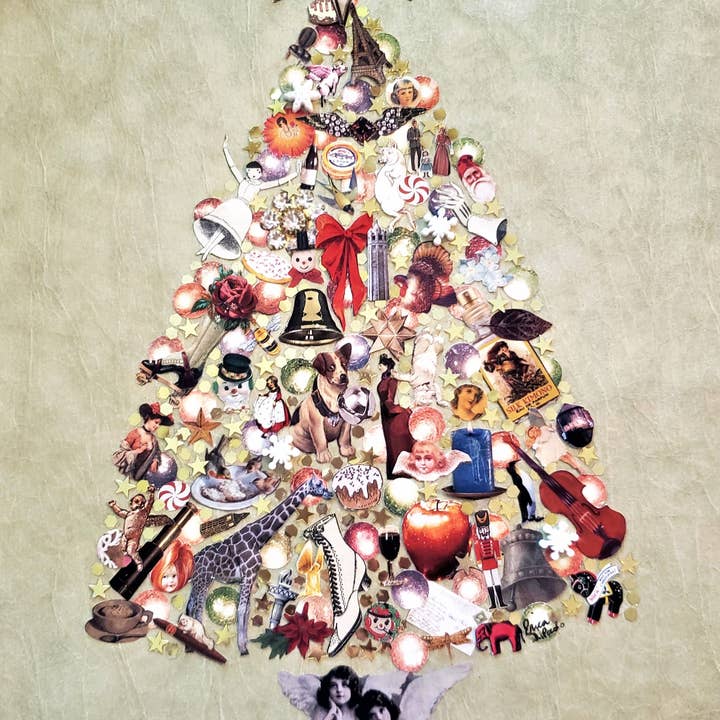 Erica DiPaolo Designs - Wholesale Christmas Card - Collage Tree Card, Christmas Tree Card,Victorian Holiday2