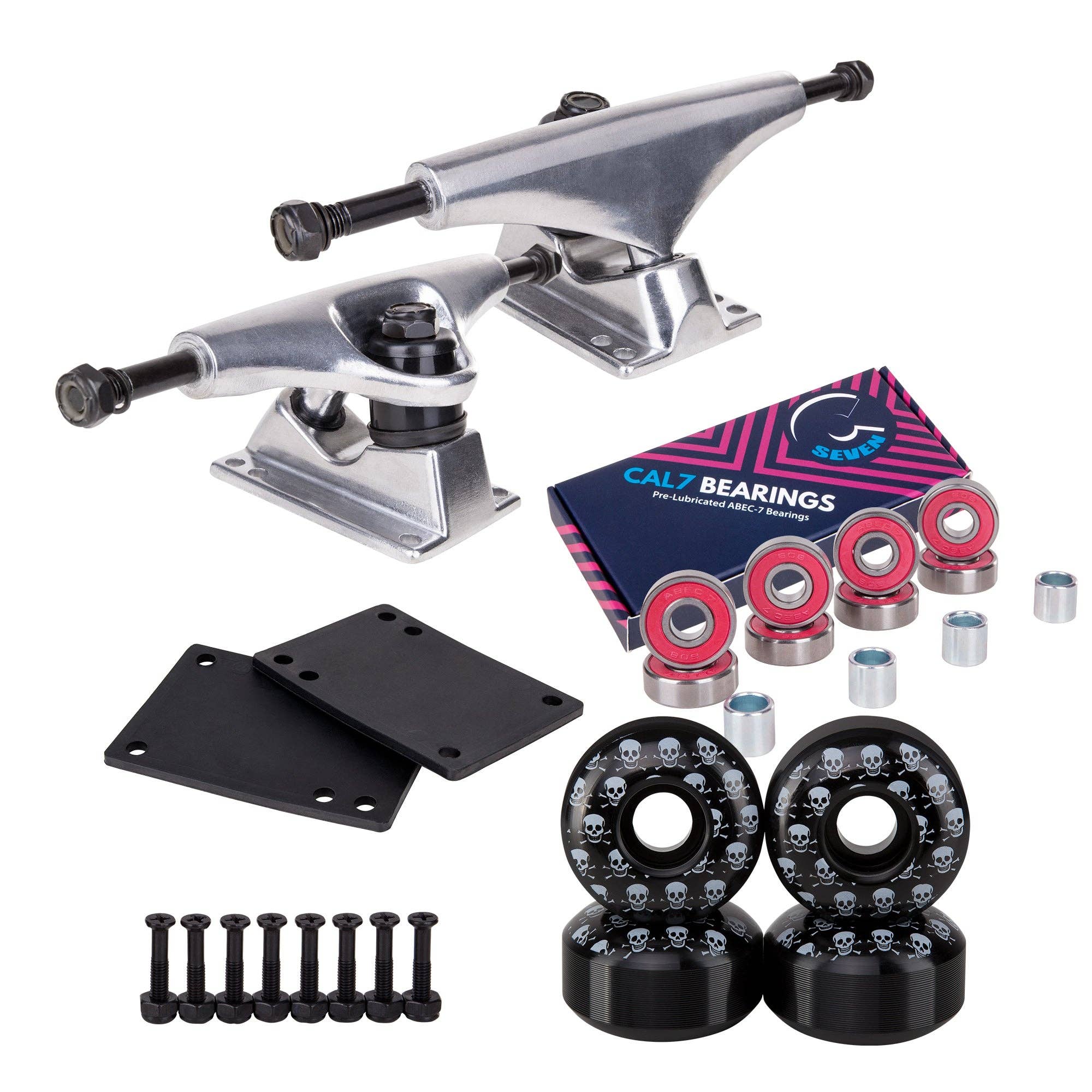 Cal 7 - Wholesale Sporting Accessories - Skateboard Setup Combo | Silver Trucks & 99A Wheels1
