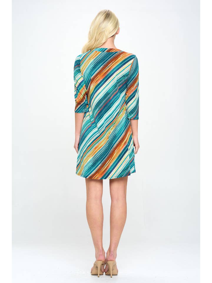 Jostar - Wholesale Dress - Women's - HIT Notch Neck Quarter Sleeve Dress-7076HT-QRP1-W2052