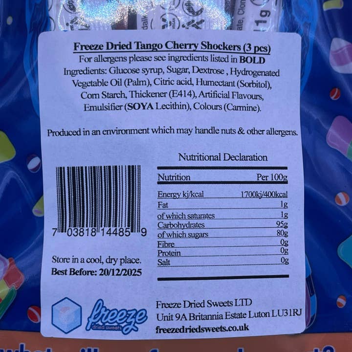 Freeze Dried Sweets – Großhandel Bonbons – Tango Cherry Shockers - Gefriergetrocknete Süßigkeiten3