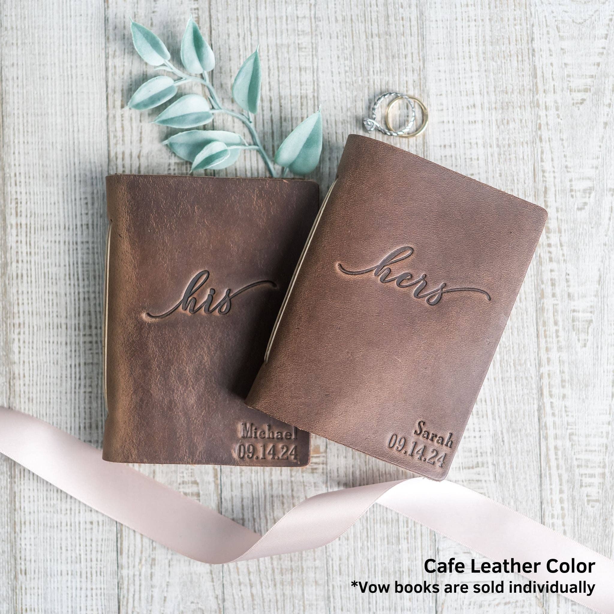Ox & Pine - Wholesale Journal/Diary - His and Hers Personalized Leather Vow Book with Name and/or Date Pocket Notebook7