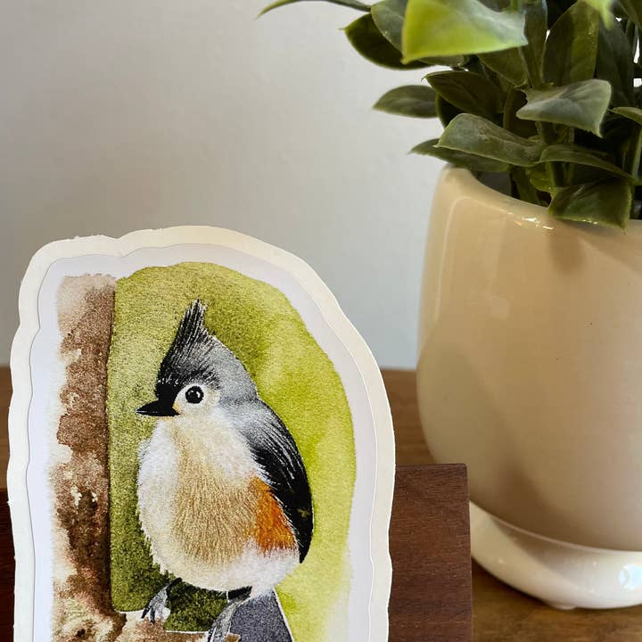 Kristin Schmidt Artist - Vente Autocollant - Autocollant découpé en vinyle étanche de 3” - Mésange bicolore0