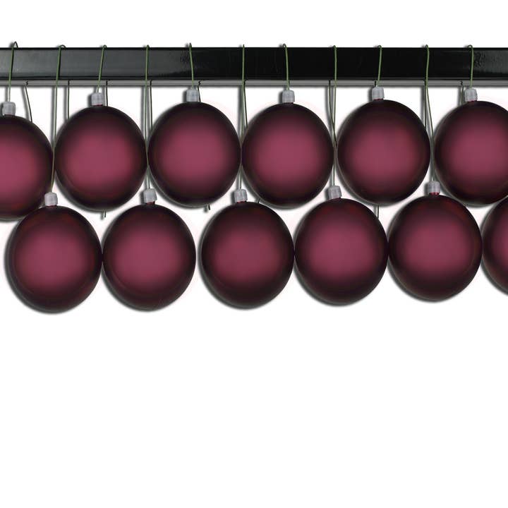 12 Pack 70mm 2.75" Matte Burgundy Ball Ornament UV Coated with Wire for wholesale by Winterland Inc.