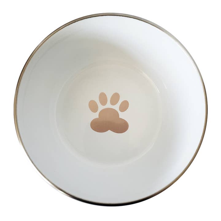 Jojo Modern Pets – Engroshandel Madskål - Kat/hund – Miljøvenlig Dyb Hund Skål - Paw Print Design - Rose Guld