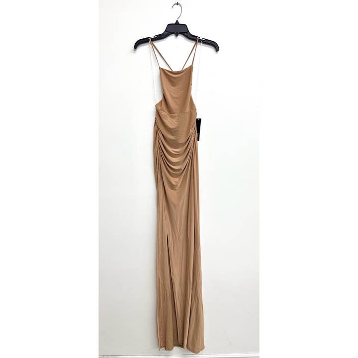 D10128 Maxiklänning med korsrygg med slits för wholesale av Uptown Apparel