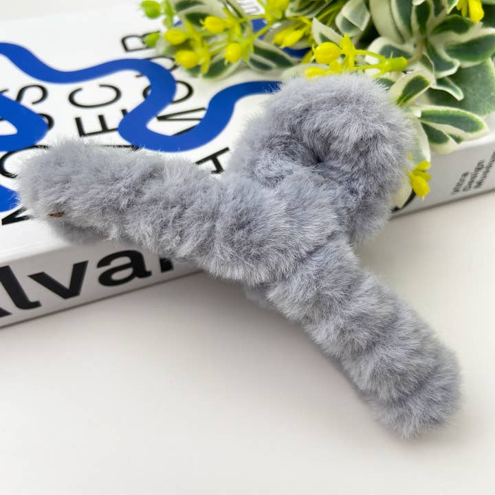 TheDivaSoap – Großhandel Haarclip – Damen – Einfarbige Haarspange aus Plüsch Herbst-Winter2