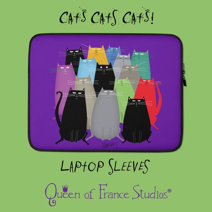 Cats Cats Cats Laptop Sleeve for wholesale by Queen of France Studios