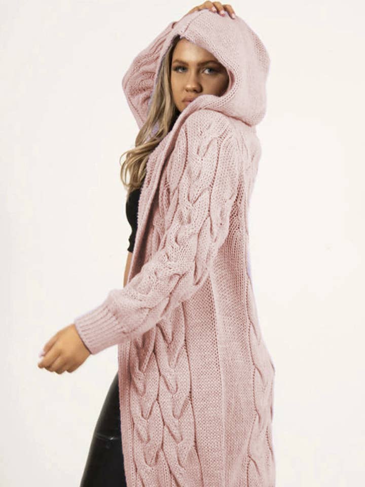 Oversized Hooded Knit Cardigan Sweater for wholesale by Aria Romance