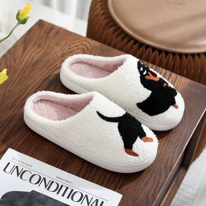 Weavey Studio - Wholesale Slippers - Women's - Adult Dachshund Dog fluffy Slippers soft fleece warm shoe