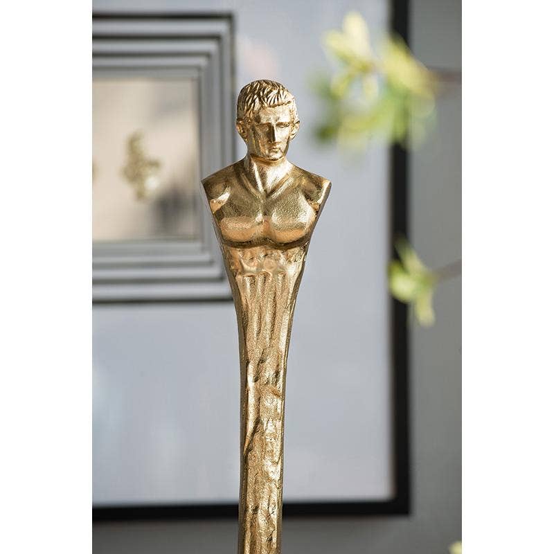 A&B Home Group Inc. - Wholesale Decorative Figurine - 5.5x5.5x32" Elongated Gold Roman Statue on White Marble Base1