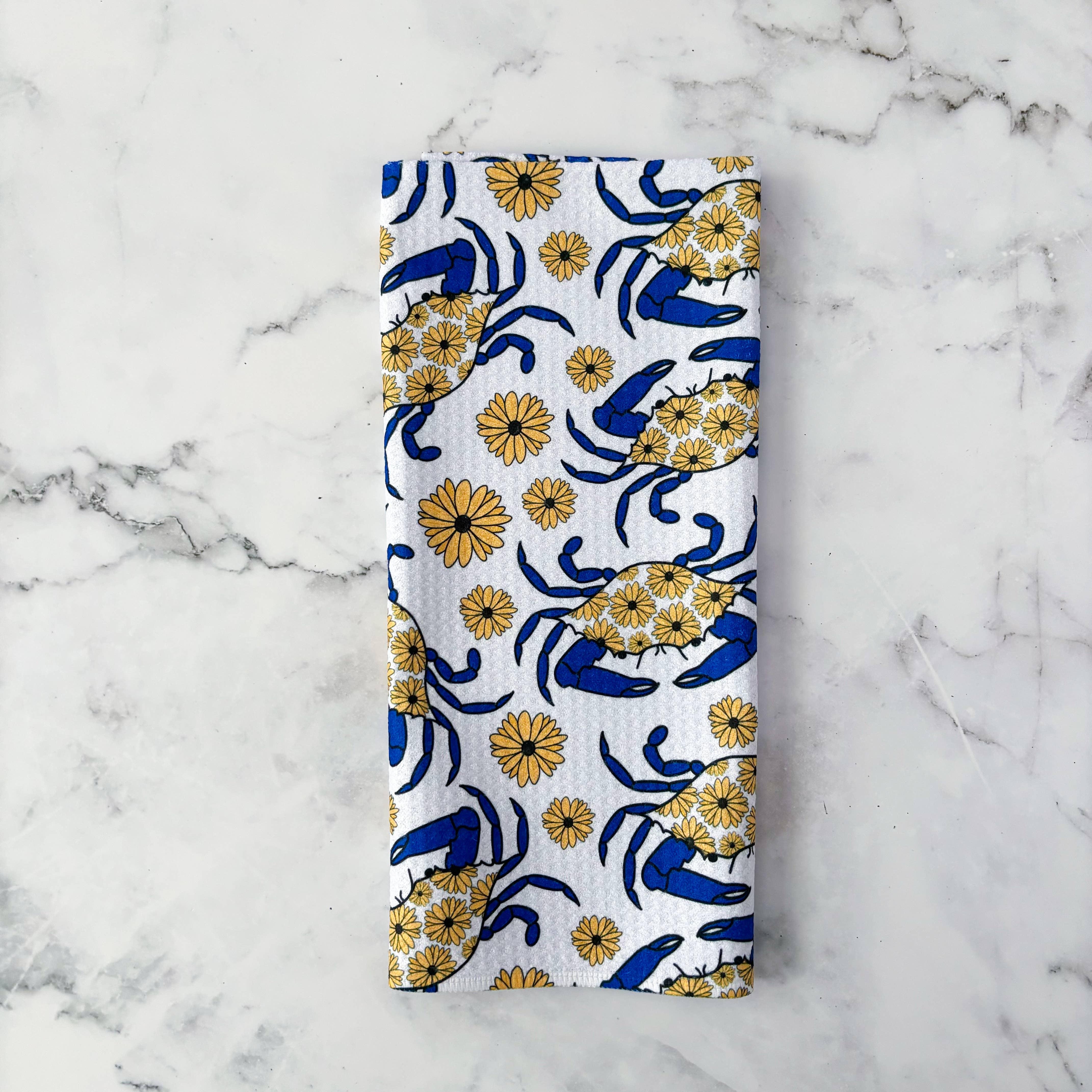 Jami Creates - Wholesale Tea Towel - Maryland Blue Crab Patterned Waffle Kitchen Dish Towel0