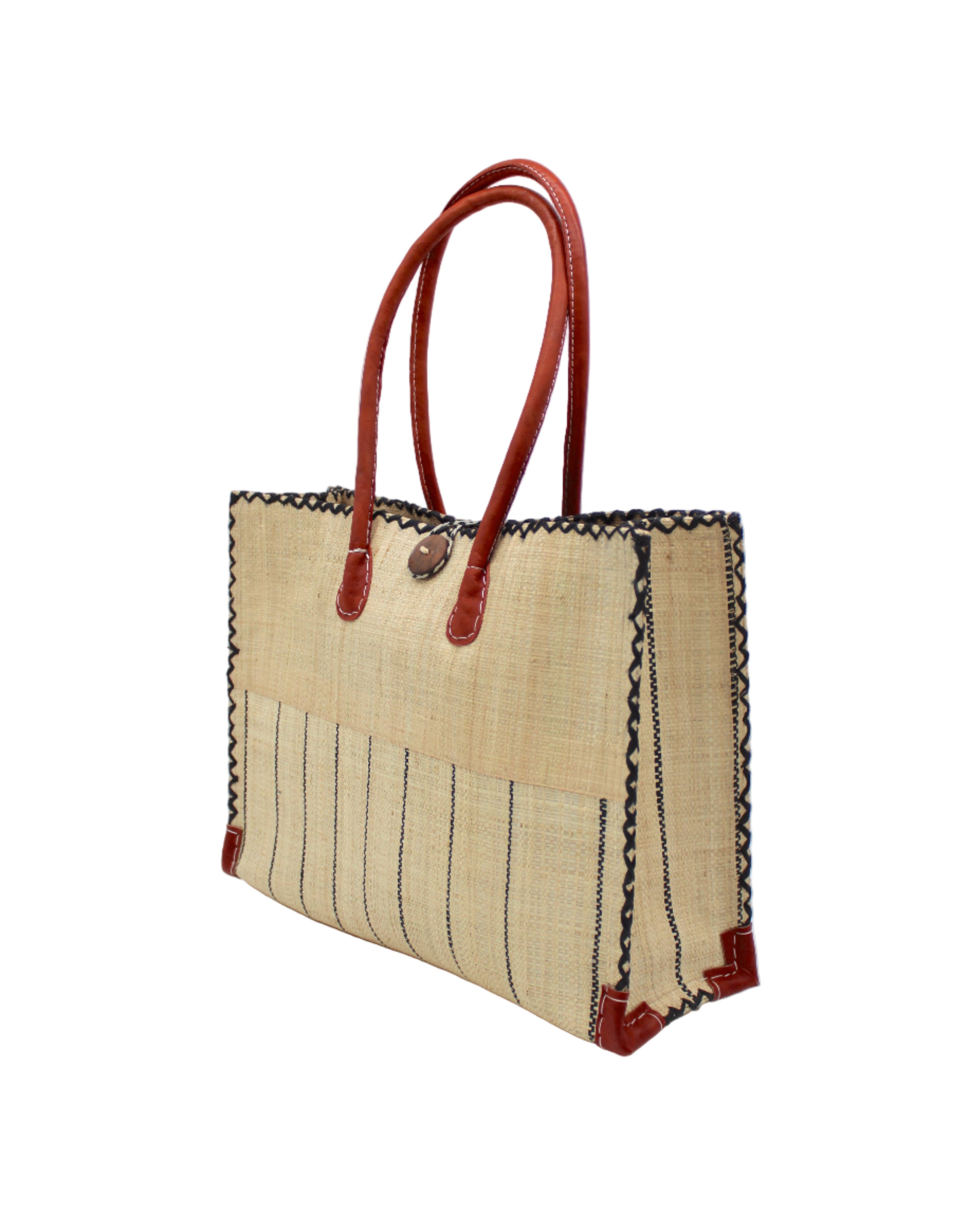 Shebobo - Wholesale Beach Bag - Zafran Pinstripes Straw Beach Bag6