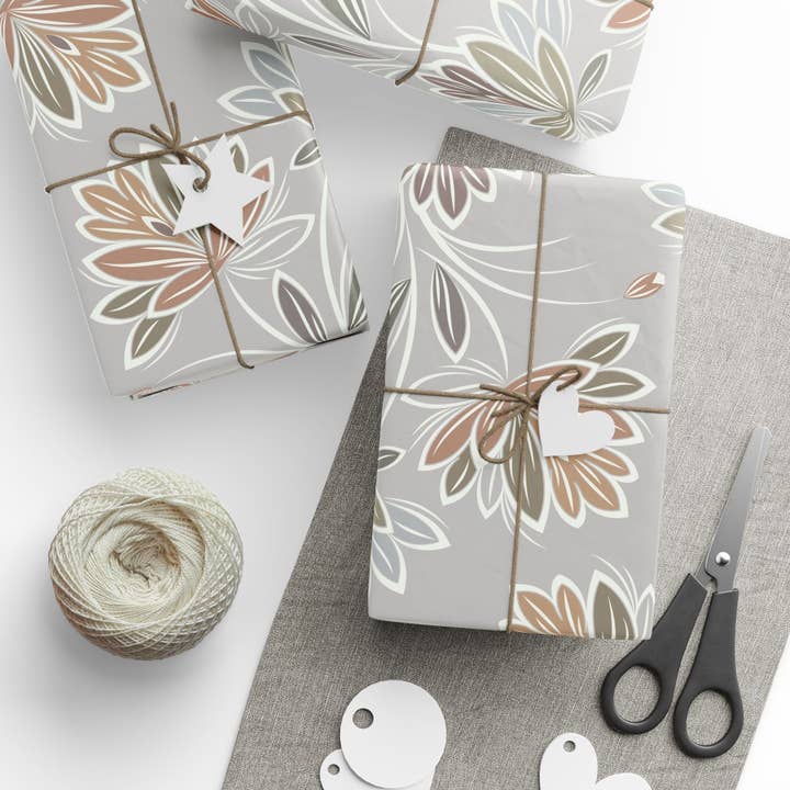 Floral Wrapping Paper - Elegant Gift Wrap for Special Occasions, Eco-Friendly, Birthday, Wedding, Holiday Gifts for wholesale by aMOOsing Designs Shop