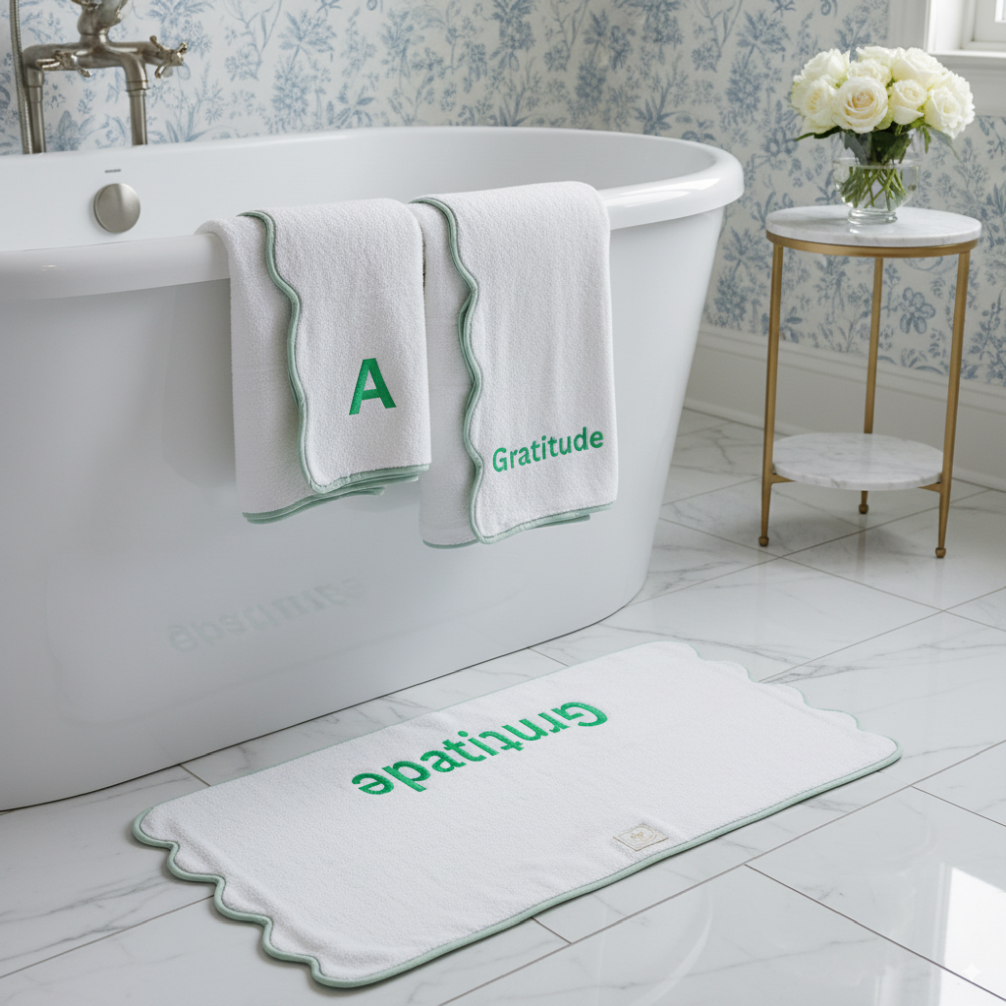 Lotus Linen - Wholesale Hand Towel - Luxury Cotton Hand Towels with Scallop Piping124