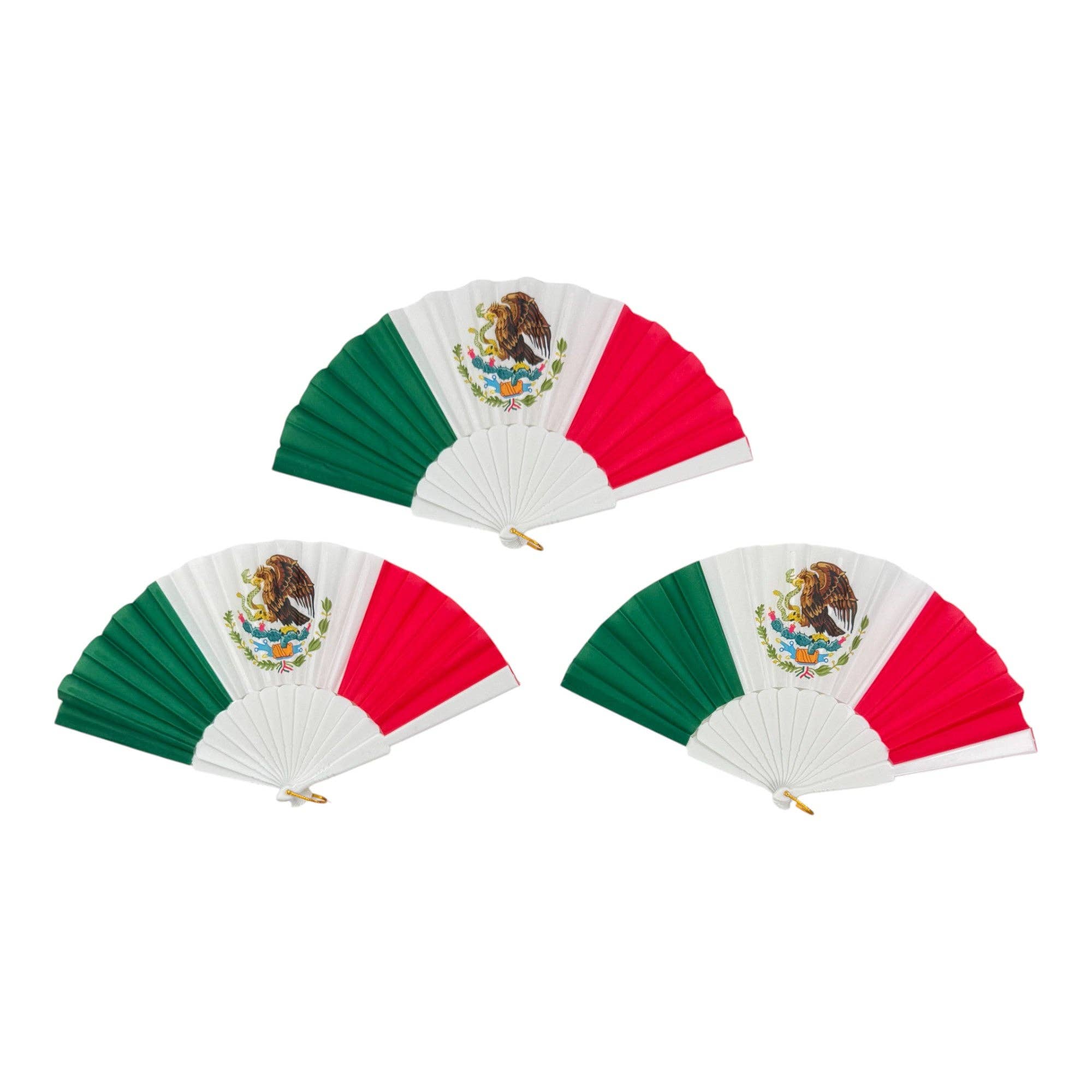 ONE COLOR Mexican national Print Oriental Hand Held Folding Fan FN0457 (12PC) for wholesale on Faire2