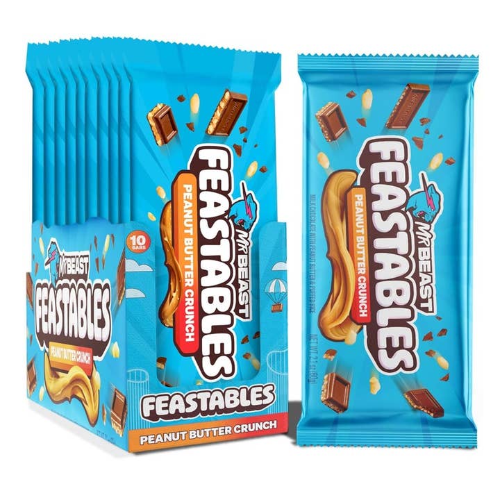 Grandpa Joe's Candy Shop - Wholesale Chocolate - Mr. Beast Feastables Milk Choc PB Crunch 2.1oz, 10ct0