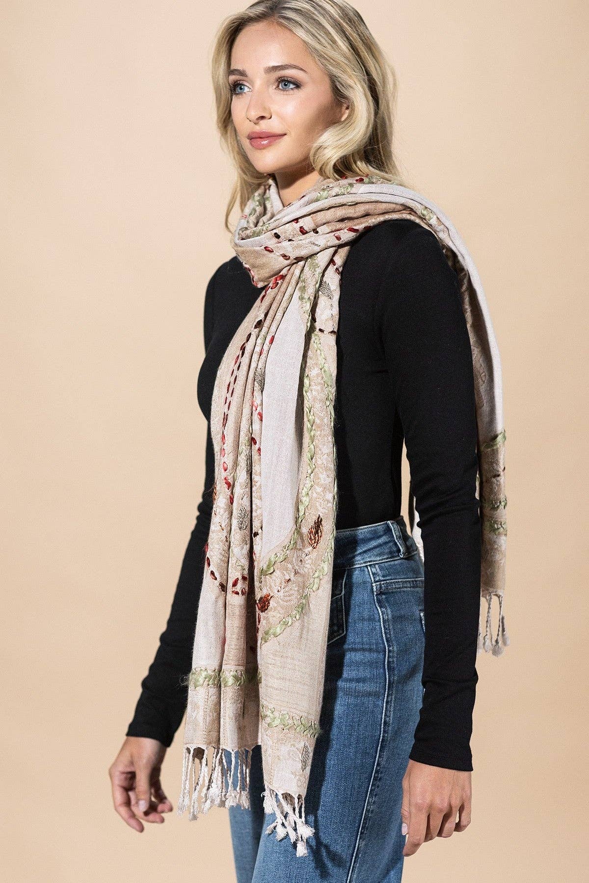 100% Viscose Ecru Scarf for wholesale on Faire2