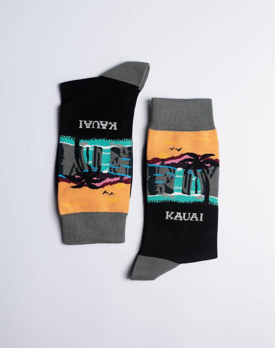 Just Fun Socks - Wholesale Socks - Men's - Men's Kauai Waterfall Crew Socks1