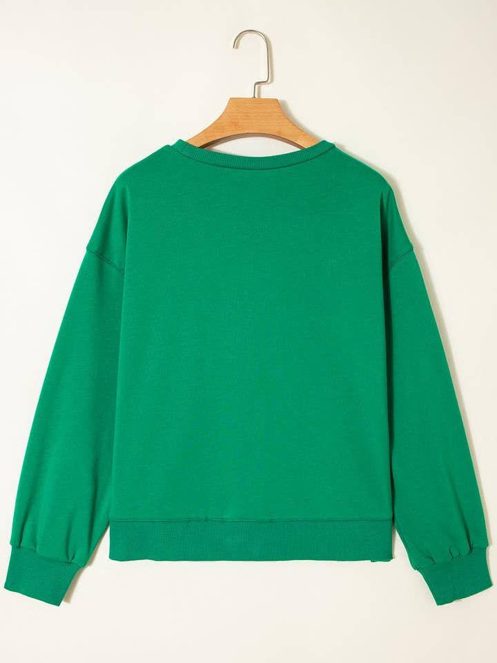 Sea Green FB Christmas HOLLY JOLLY Embroidered Sweatshirt for wholesale on Faire1