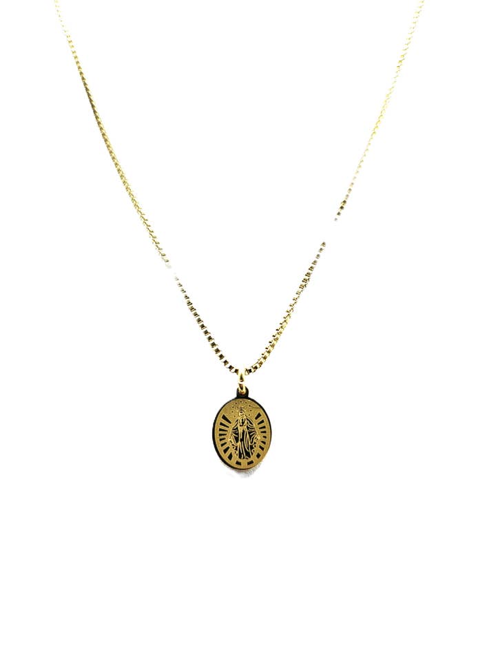 Dainty Virgin Mary Gold Plated Necklace for wholesale by House of Jewels Miami