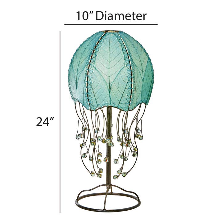 Eangee Home Design - Wholesale Accent/Desk Lamp - Jellyfish Table Lamp Sea Blue, Shade Made of Cocoa Leaves