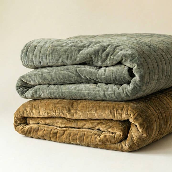 Channel Grid Velvet Quilt for wholesale by Co.House Designs