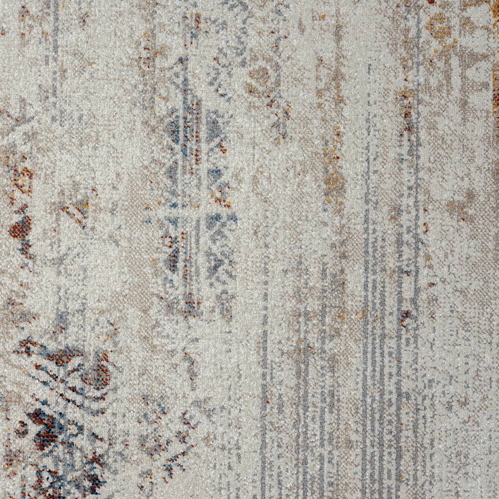 LR Home - Wholesale Area Rug - Lachi Contemporary Distressed Medallion Area Rug, Ivory/Gray8