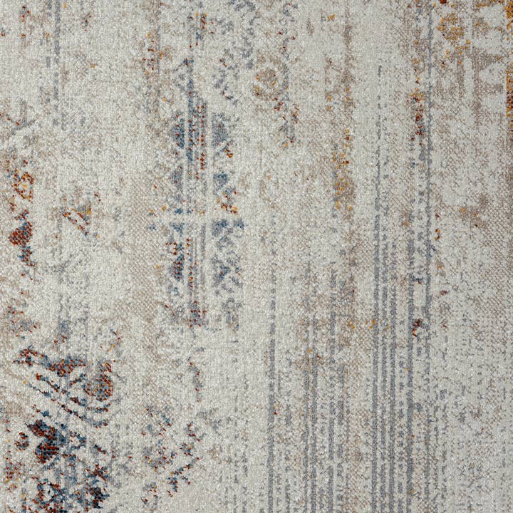LR Home - Wholesale Area Rug - Lachi Contemporary Distressed Medallion Area Rug, Ivory/Gray8