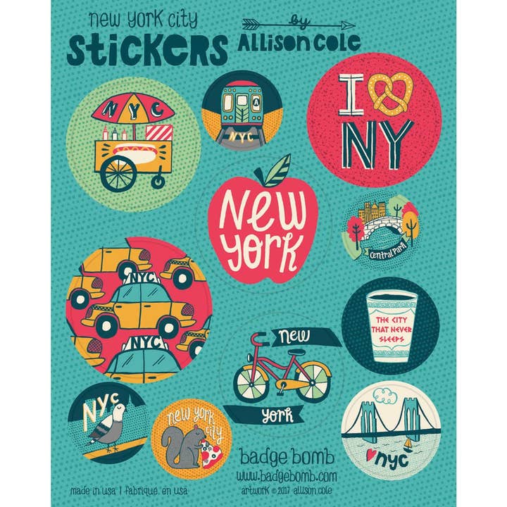 New York City Sticker Sheets for wholesale by Badge Bomb