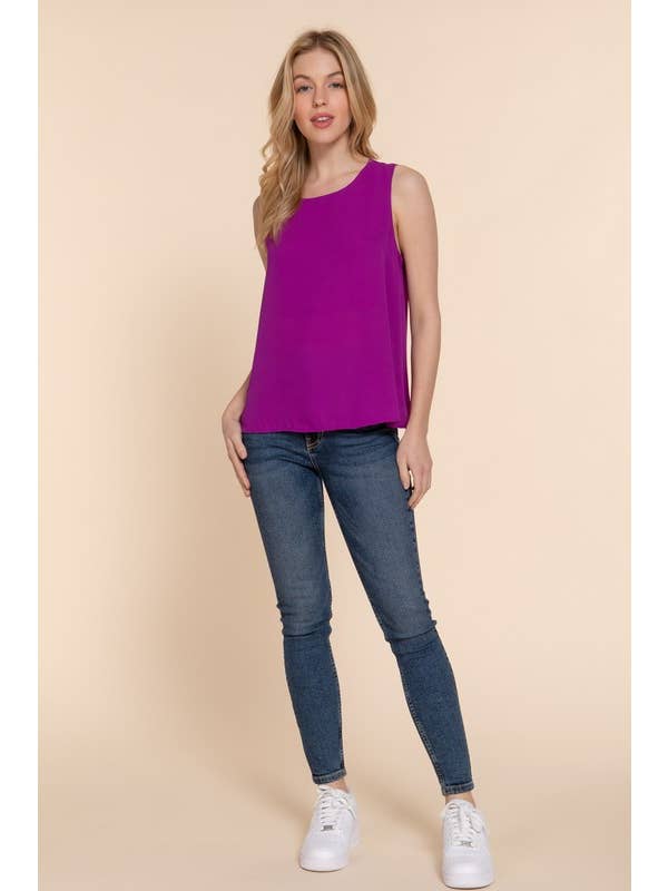 Active Basic | Active USA - Wholesale Blouse - Women's - Sleeveless Round Neck Woven Top15