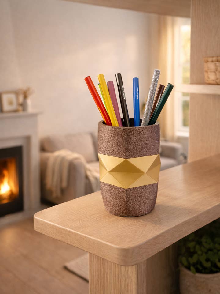 Portapenne rotondo e sfaccettato per la vendita all'ingrosso da parte di Ben-J-3Dcrea