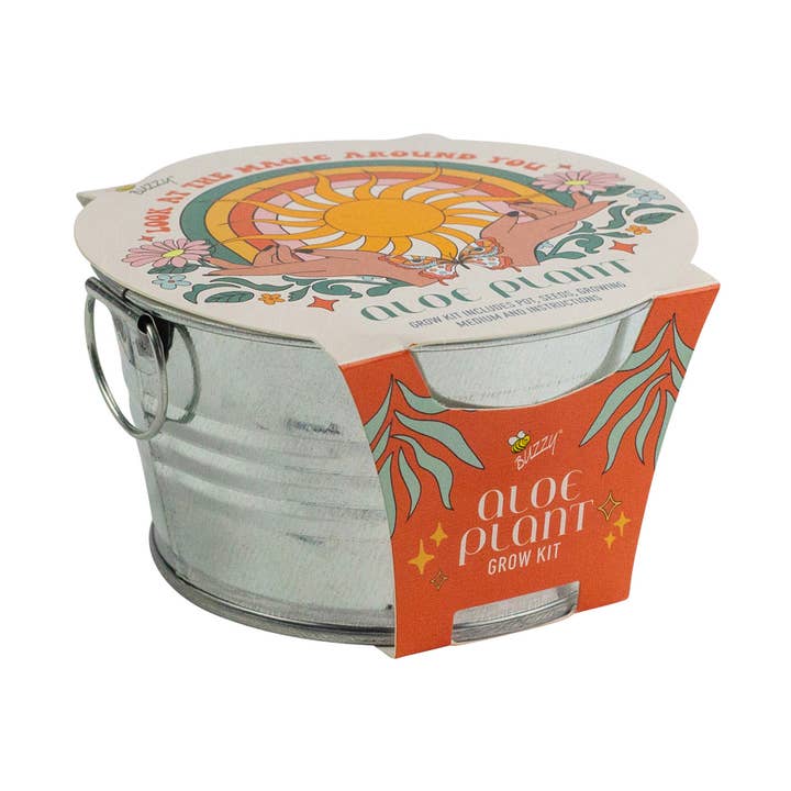 Buzzy, Inc. - Wholesale Plant Seeds - Buzzy Seeds Mini Galvanized Basin - Aloe Plant Grow Kit