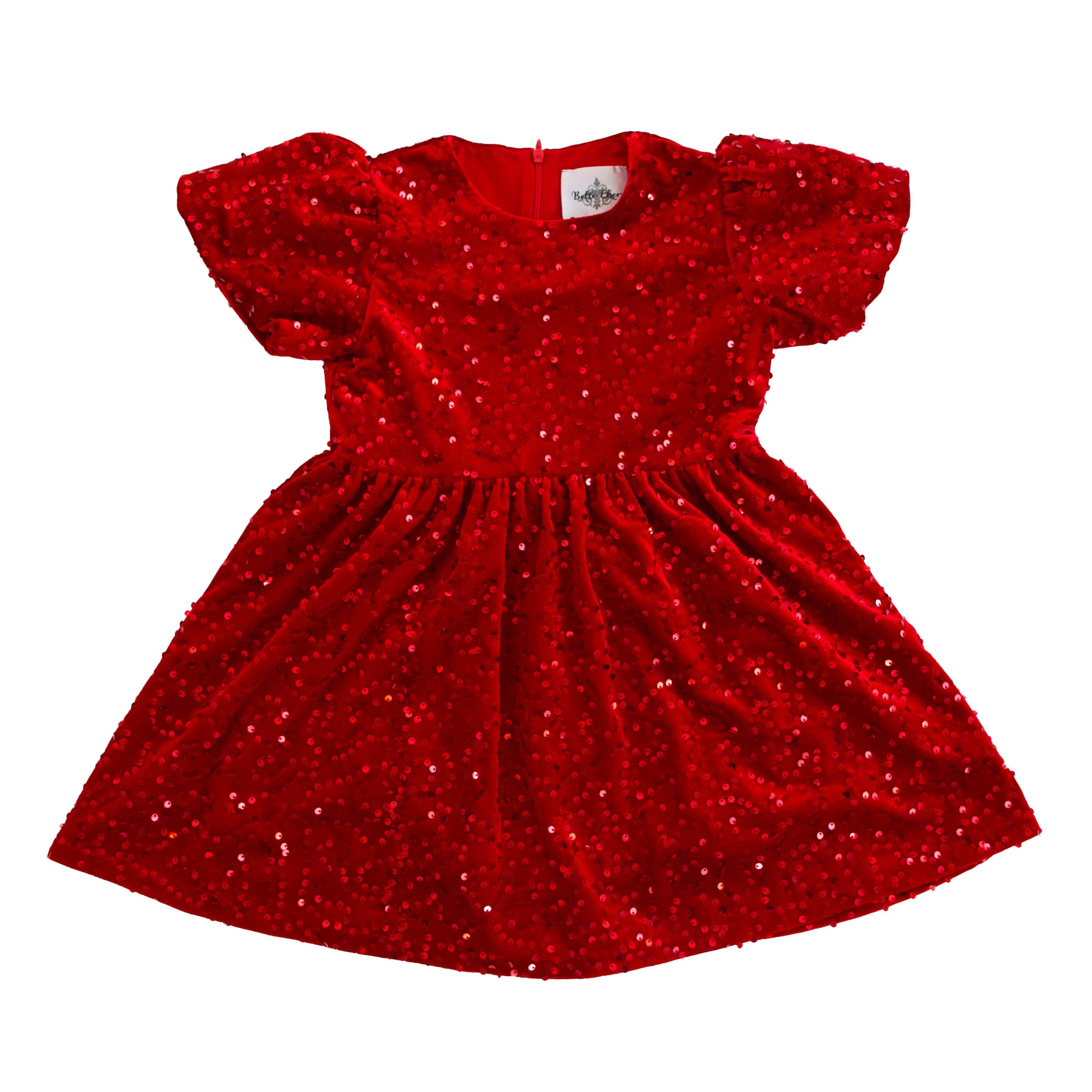 Belle Cher - Wholesale Dress - Kids - Red Sequin Velvet Dress3
