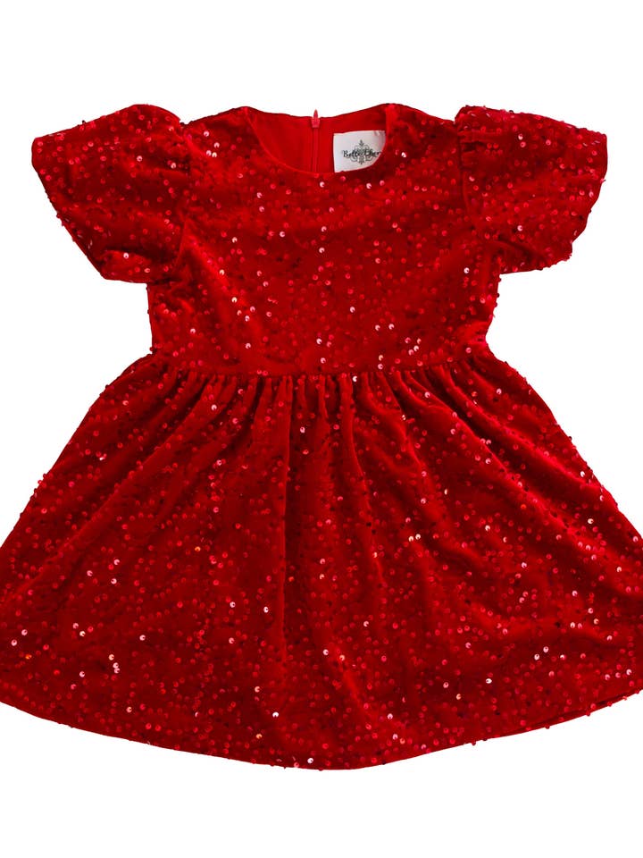 Belle Cher - Wholesale Dress - Kids - Red Sequin Velvet Dress3