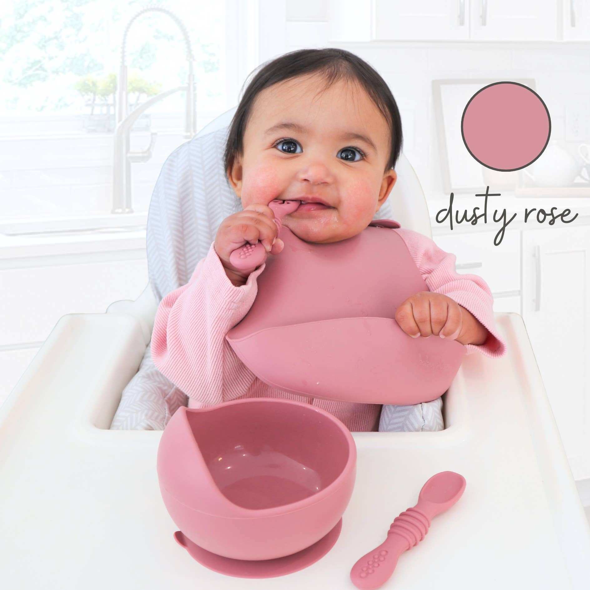 Infant Training Spoons for Self Feeding - Dusty Rose for wholesale on Faire1